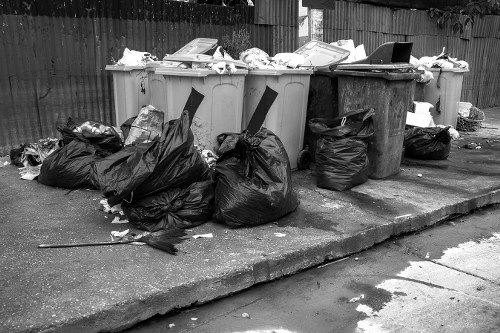 Construction site with cleared debris and professional waste management